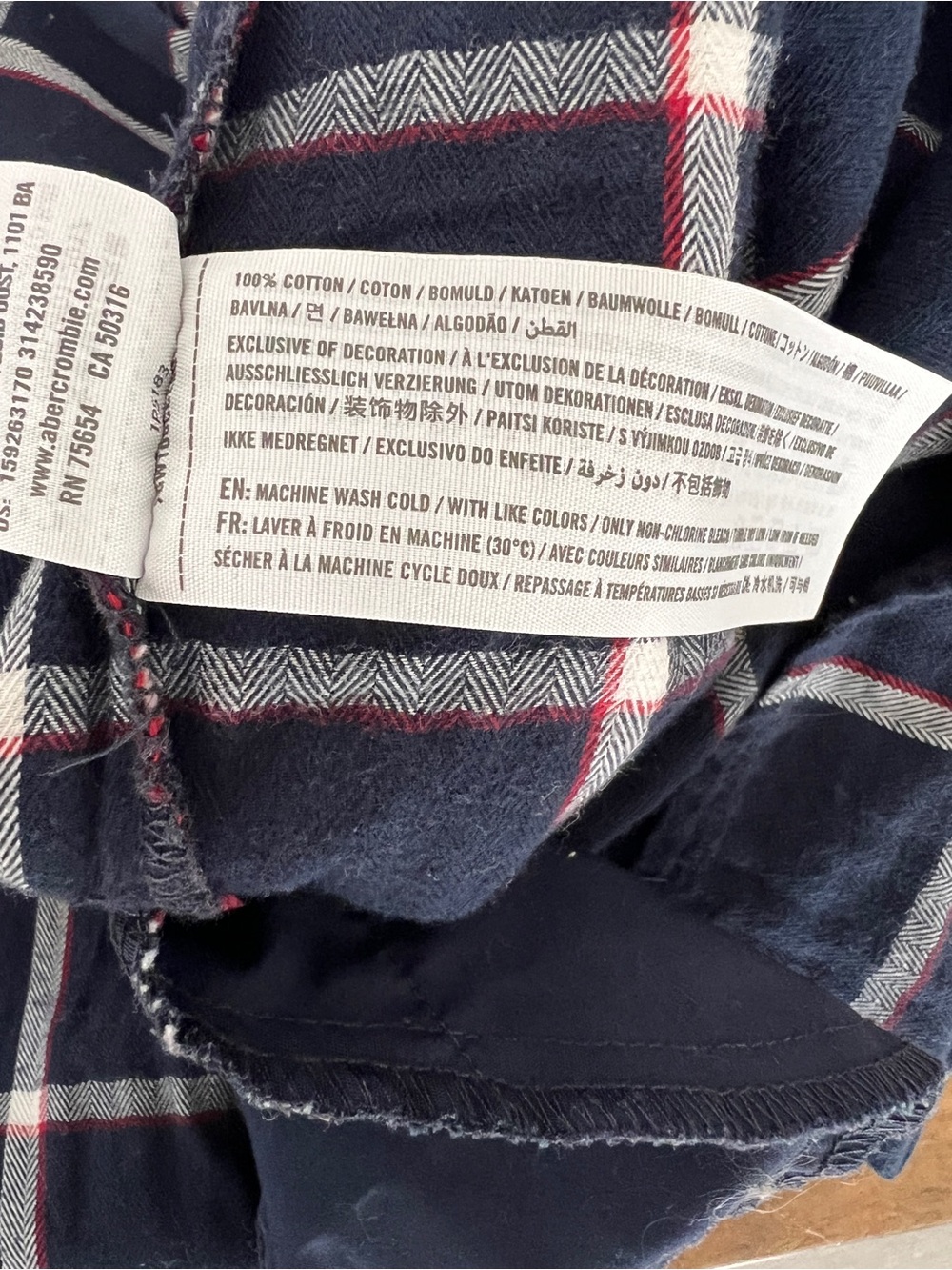 Abercrombie & Fitch | Navy Plaid Shirt Dress - Size L - Picture 5 of 5